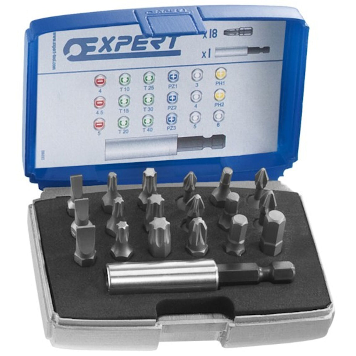 Coffret d'embouts 1/4" et porte-embout, en pouces, 19 pièces