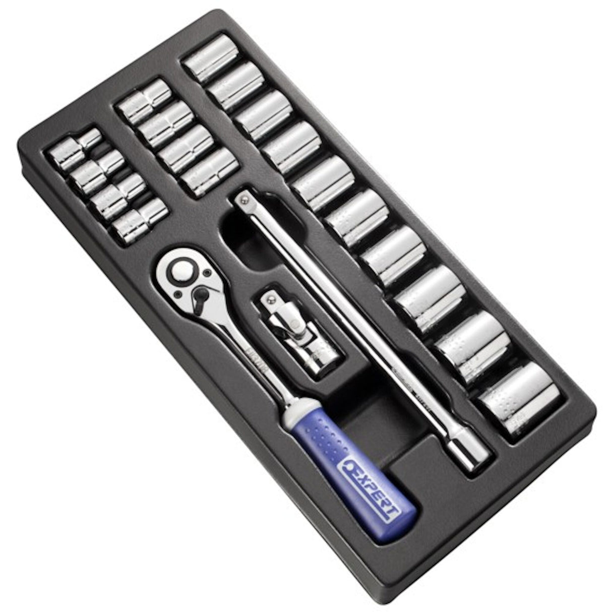 Coffret douilles et accessoires, 1/2", 21 pièces