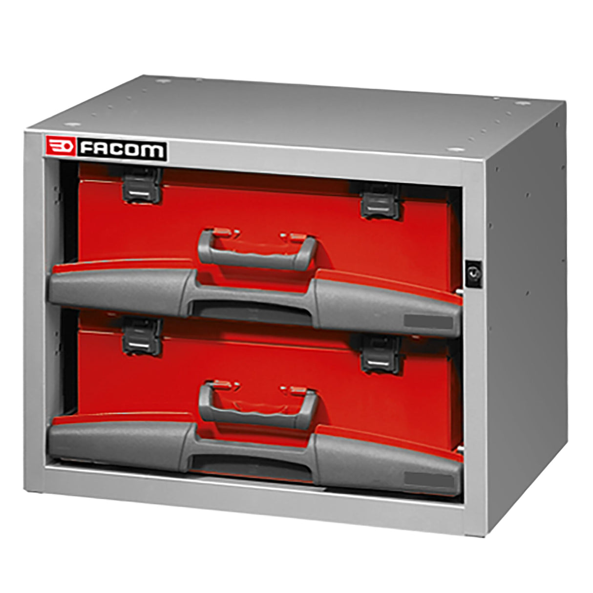 Caisson petite largeur avec 2 valises à emporter, 2 x H 135 mm, L 495 x H 382 mm