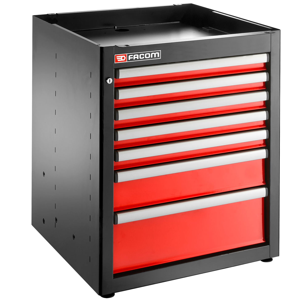 Meuble bas simple, 7 tiroirs, 569 x 421 mm, rouge