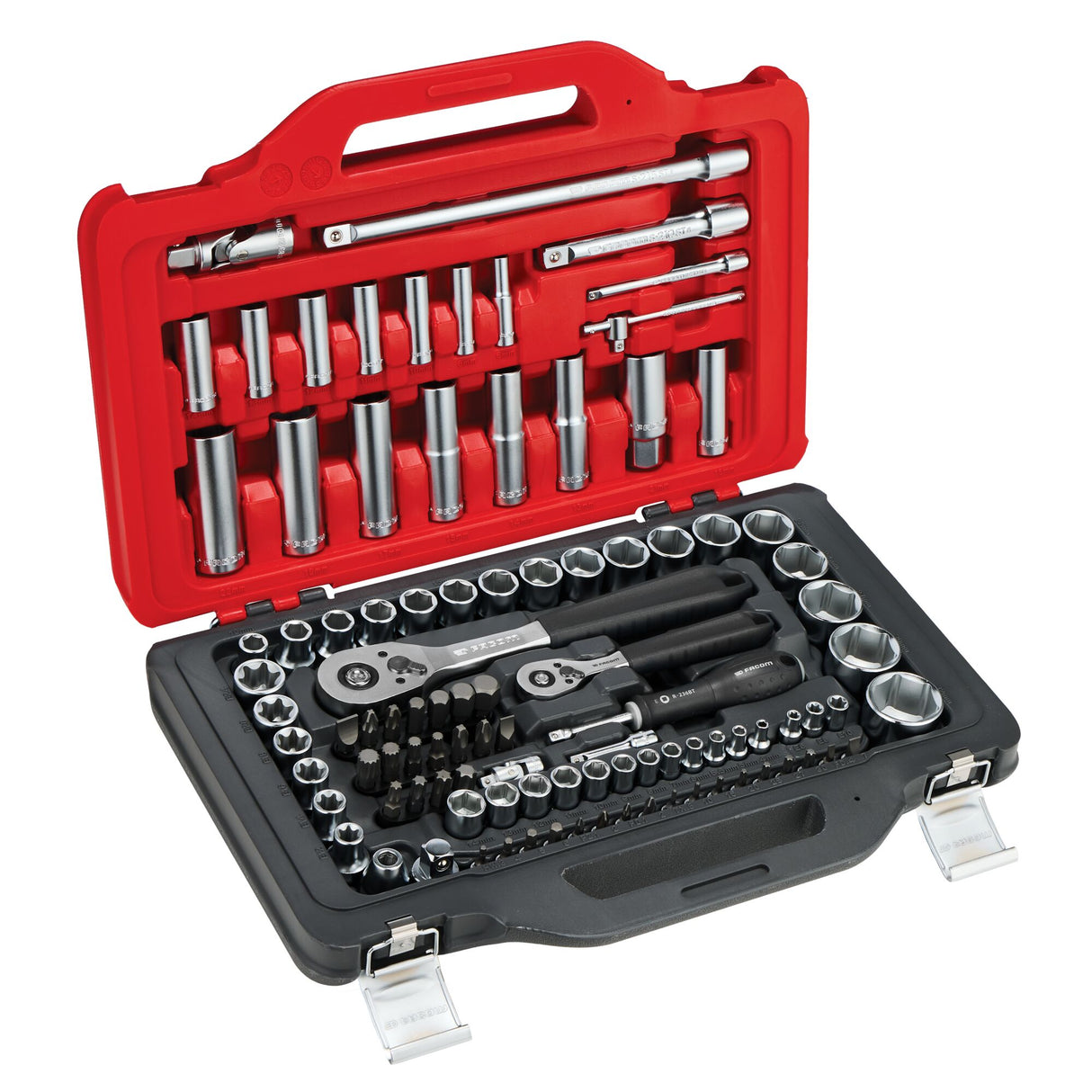 Coffret cliquet-douilles 1/4" & 1/2" Twin Box - 100 pièces