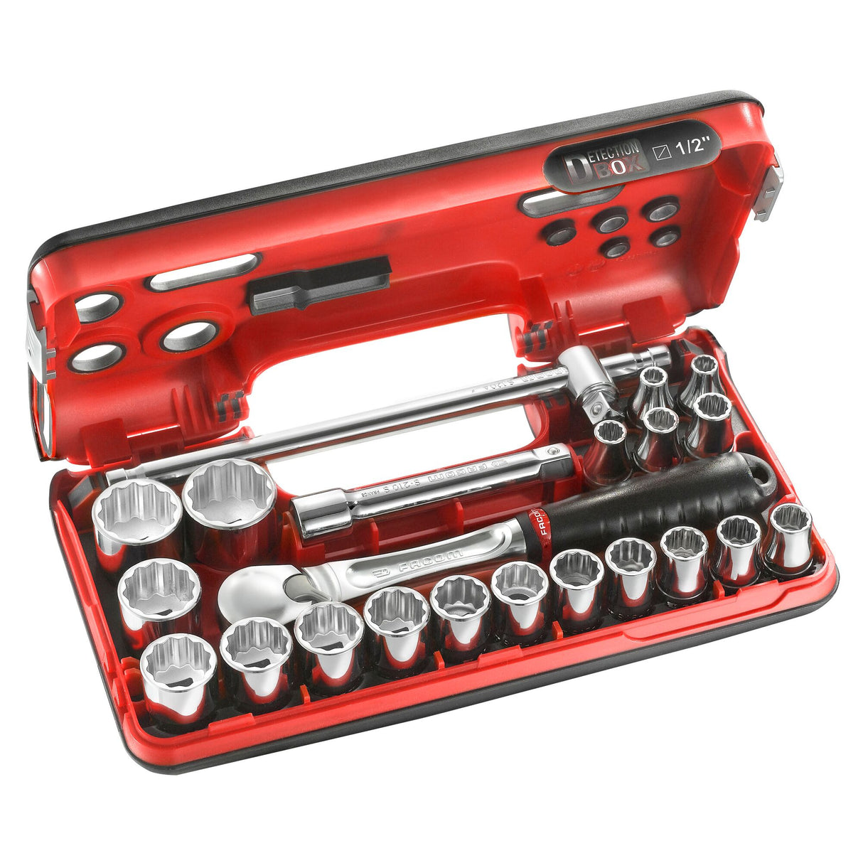 Coffret douilles DBOX, 12 pans métriques, 1/2"