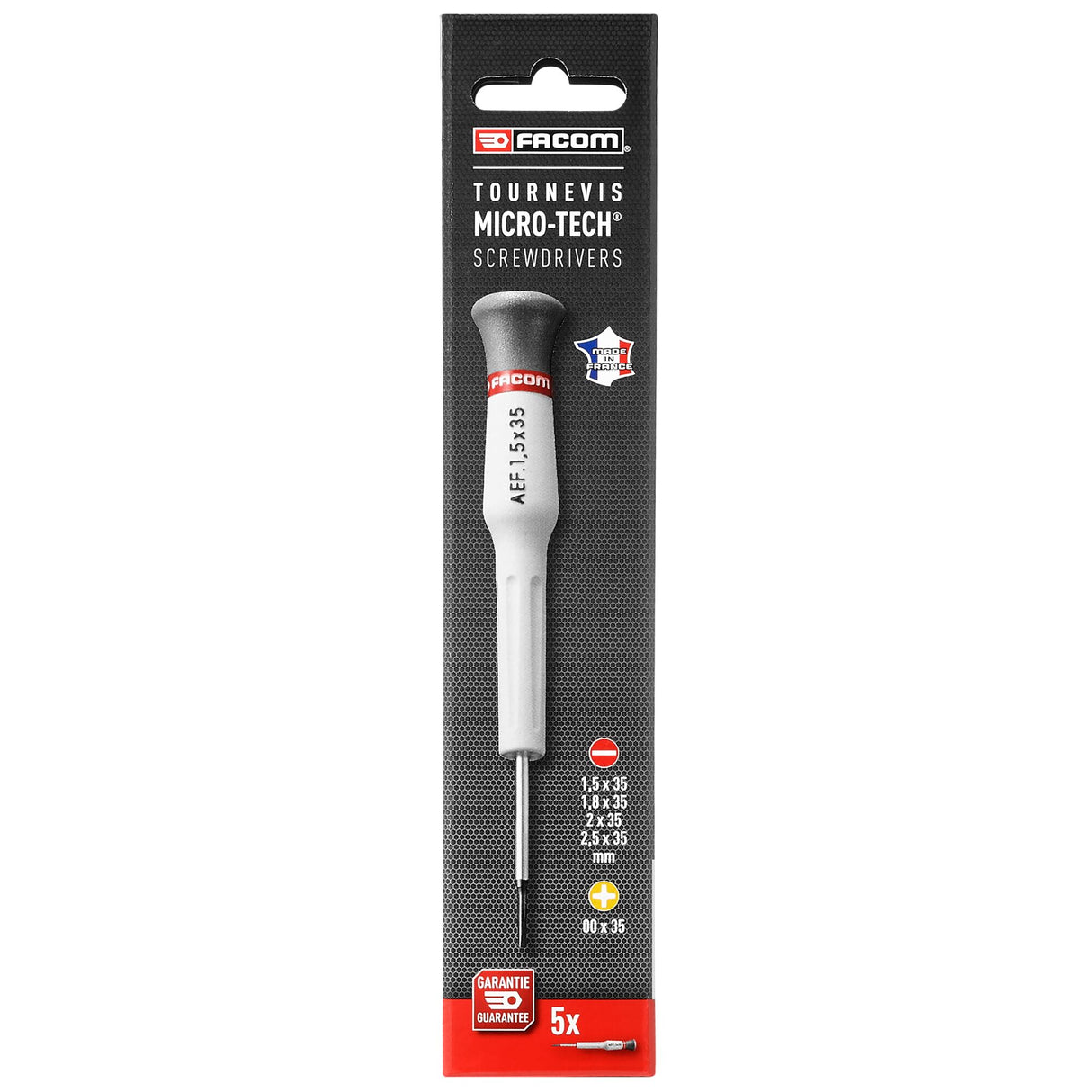 Coffret de 5 tournevis MICRO-TECH®, pour vis à fente et Phillips®