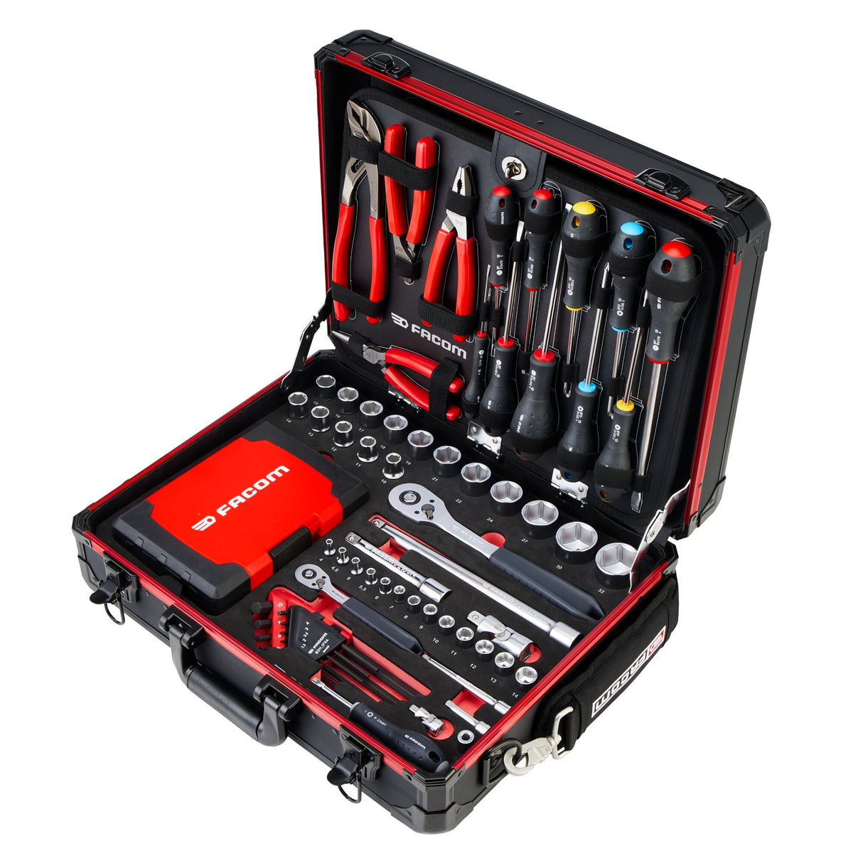 Valise de maintenance en aluminium avec une sélection d'outils (181 pièces)