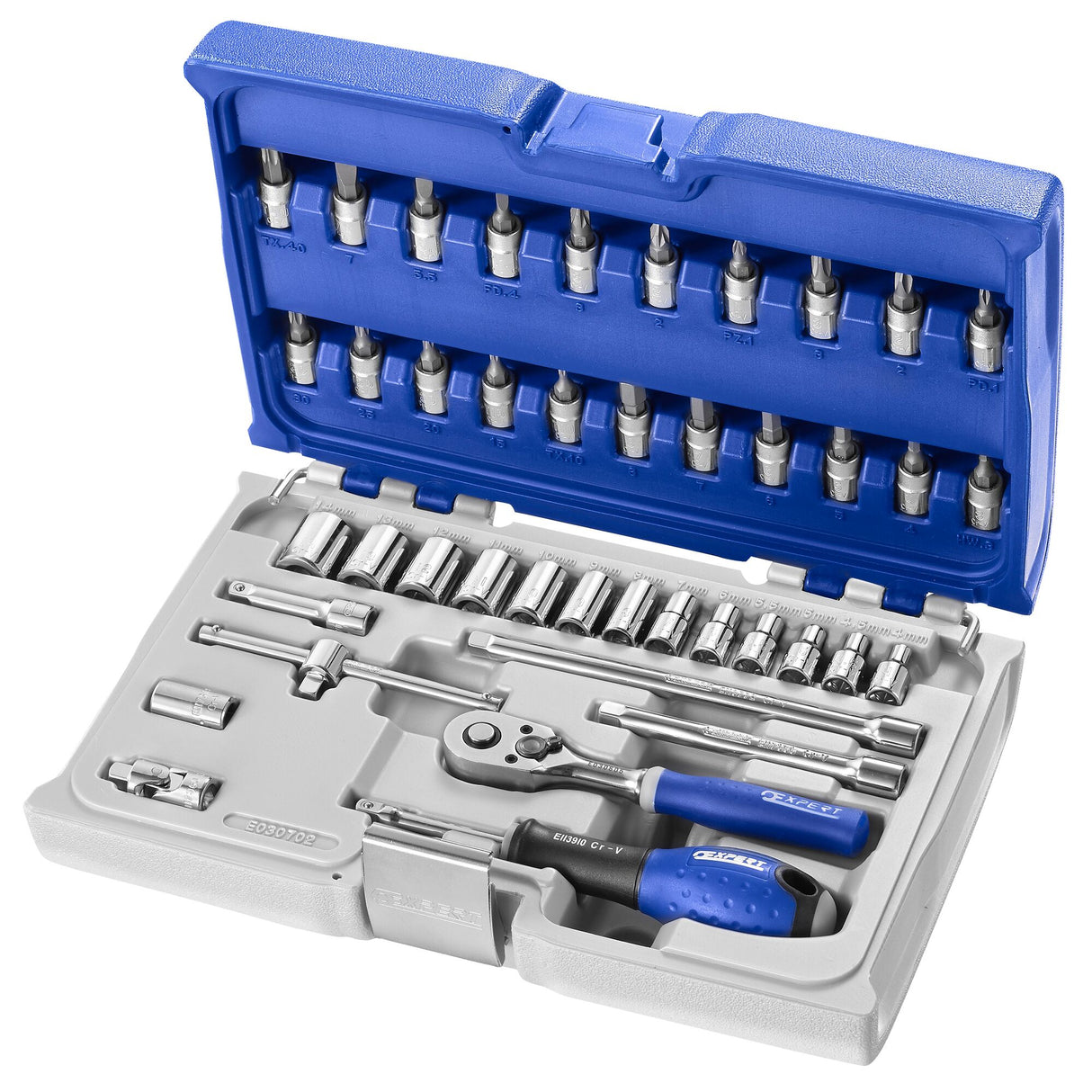 Coffret de douilles et accessoires 1/4", métrique, 42 pièces