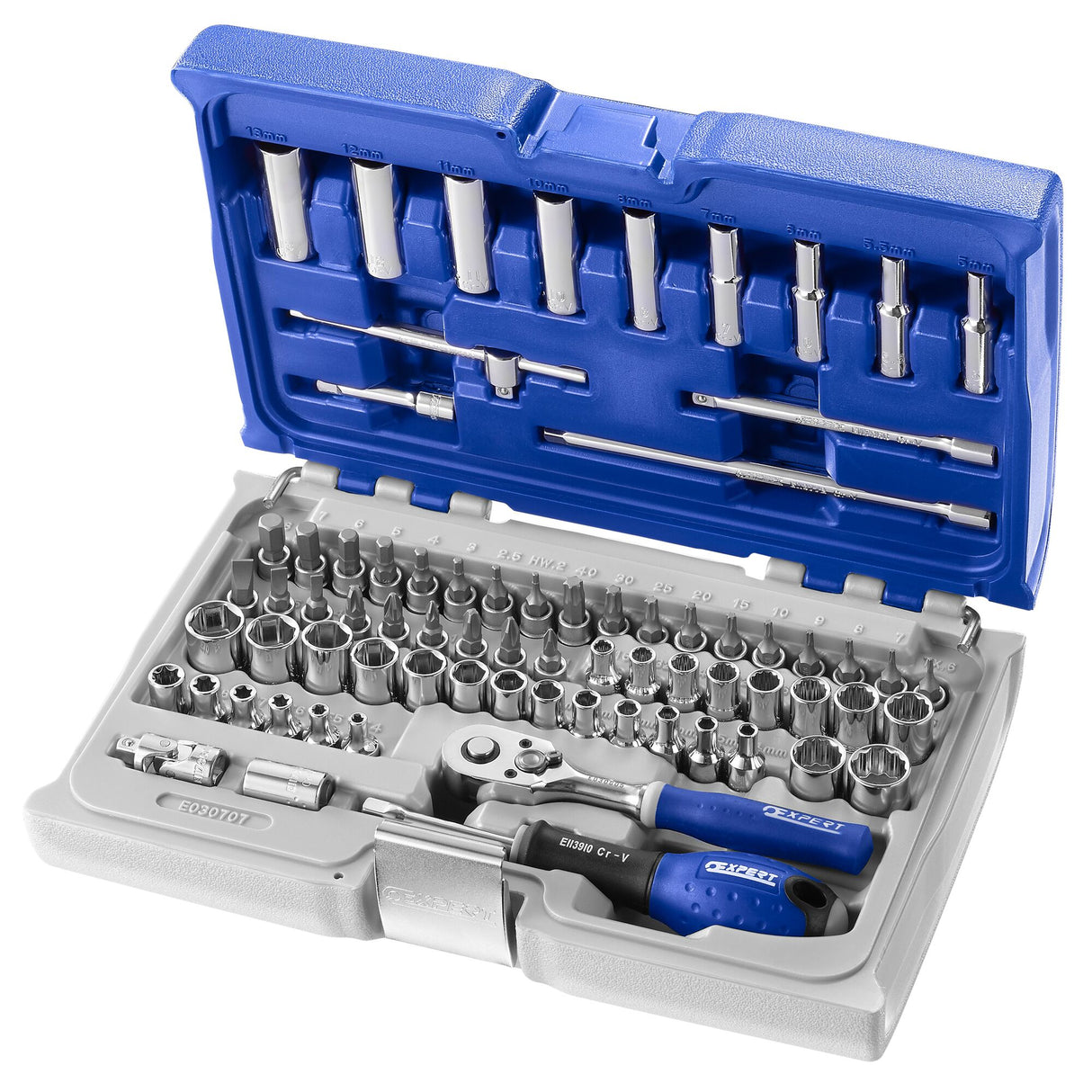 Coffret de douilles et accessoires 1/4" mixte, 73 pièces