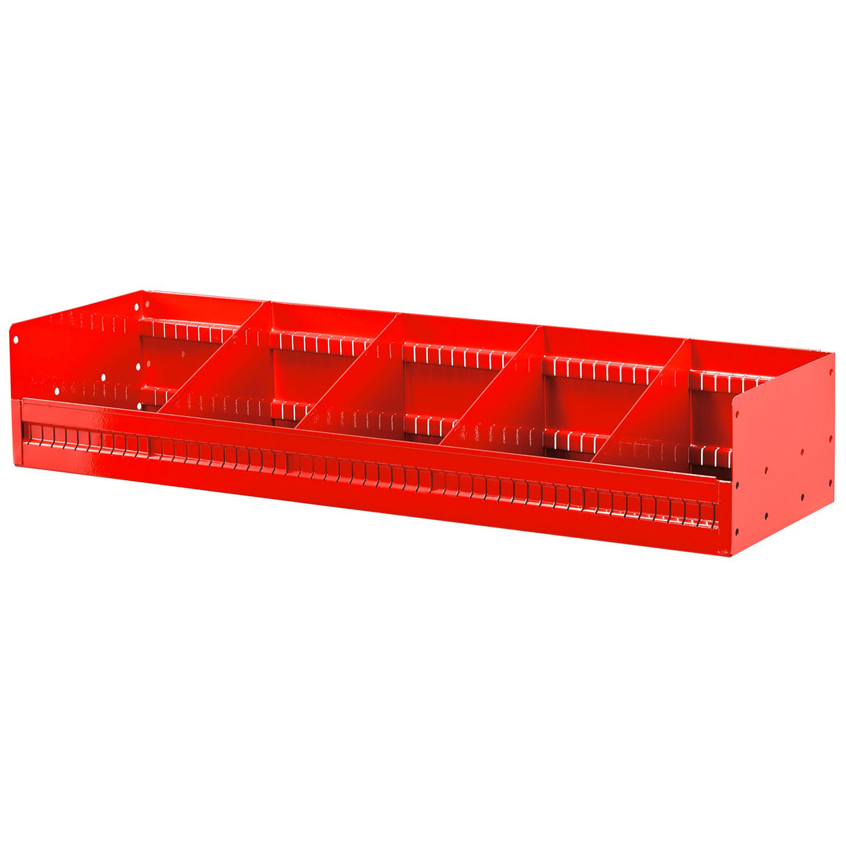Étagère inclinée P 275 mm, montants 5003MF, 4 séparateurs amovibles, L 930 x H 185 mm