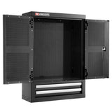 Meuble haut simple, 2 portes pleines, 2 tiroirs noirs