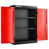Meuble haut, 2 portes pleines, 2 étagères, rouge