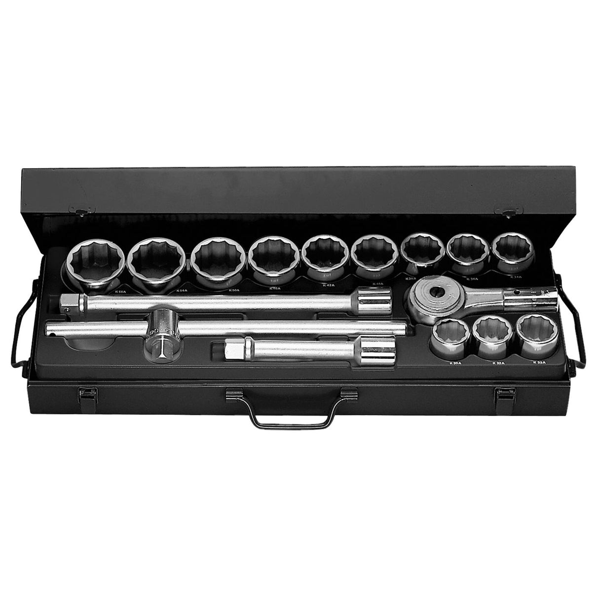Coffret douilles, 12 pans métriques, 3/4"