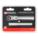 Cliquet 1/4'' ultra-compact, tête flexible 180°, pour embouts 1/4"